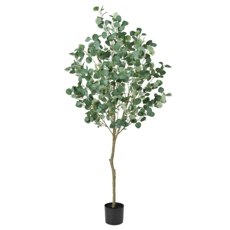 人工観葉植物 ユーカリ （ポット付き） グレイグリーン 高さ180cm （P282-a50992) （代引き不可） インテリアグリーン フェイクグリーン
