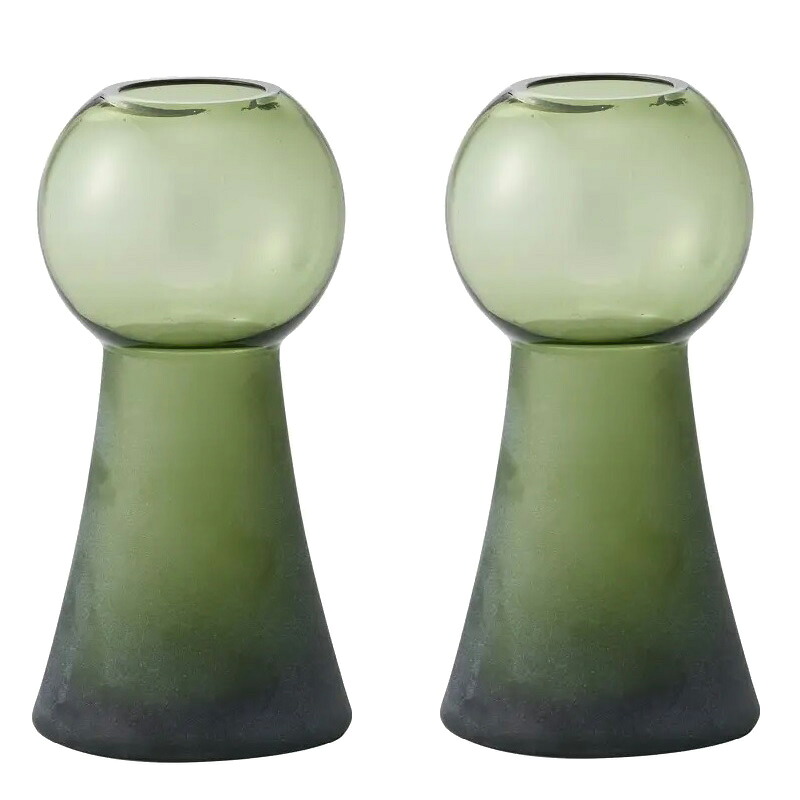 花瓶 フラワーベース Glass Flower+ teruteru テルテル green （2個入り） [777-698-481] [p20] ガラス （代引き不可） インテリア ディスプレイ