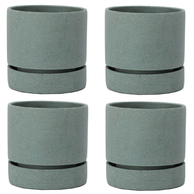 花・観葉植物用ポット エルミ 11 G polystone （4個入り） 18002 受皿付き （代引き不可） ミニポット プランター FARM （p95）｜人形のゆめさき