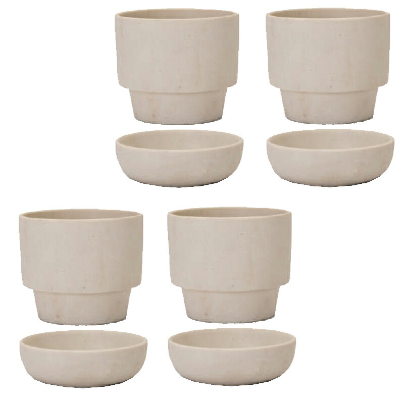 花・観葉植物用ポット フューズポット 13 W ceramic （4個入り） 18016 受皿付き （代引き不可） ミニポット プランター FARM （p93）
