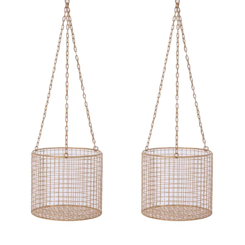 花・観葉植物用ポット ハンギング ワイヤーバスケット 17 D metal （2個入り） 23082 ハンガー （代引き不可） ハンキング鉢カバー FARM （p221）