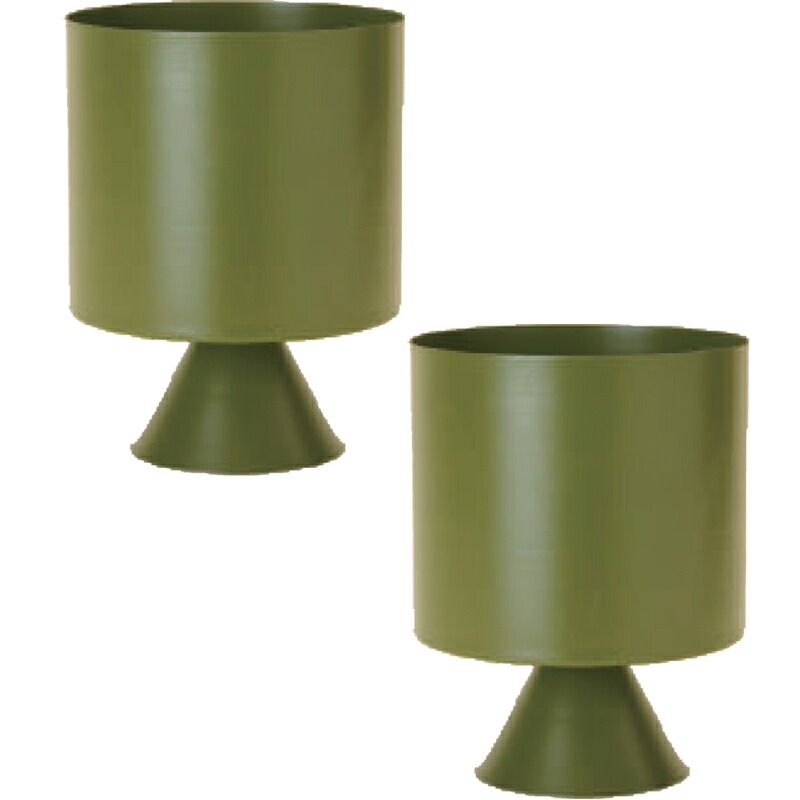 花・観葉植物用ポット フレヤ 21 G metal （2個入り） 23109 脚付き （代引き不可） 小型鉢カバー FARM （p153）