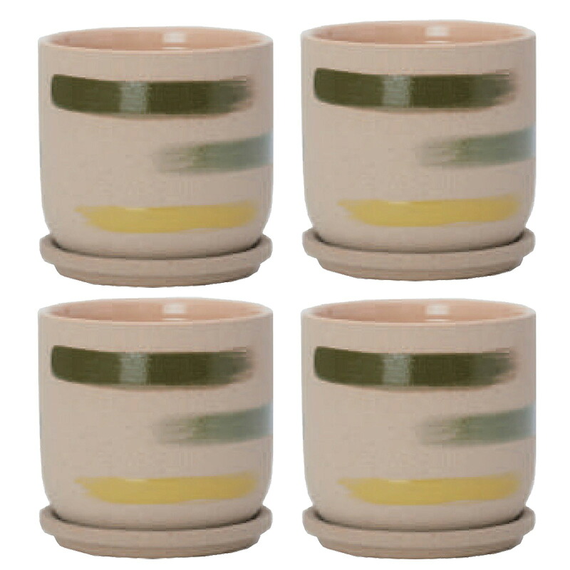 花・観葉草木用ポット デシレ 15 G ceramic （4個入り口・入口） 40053 受皿付き添い人 （代引っ張ること不可） 小型ポット プランター FARM （p59）