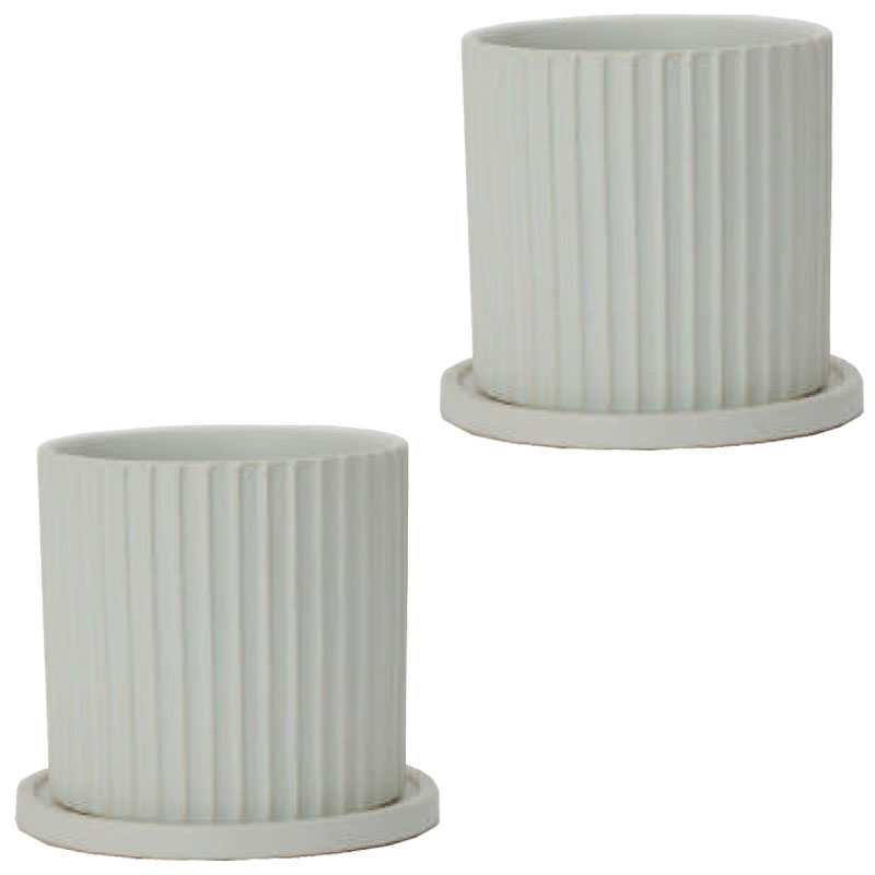 花・観葉植物用ポット イロ 16 W ceramic （2個入り） 40106 受皿付き （代引き不可） 小型ポット プランター FARM （p51）｜人形のゆめさき