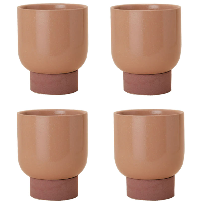 花・観葉植物用ポット スサン 18 R ceramic （4個入り） 40114 受皿付き （代引き不可） 小型鉢ポット FARM （p39）