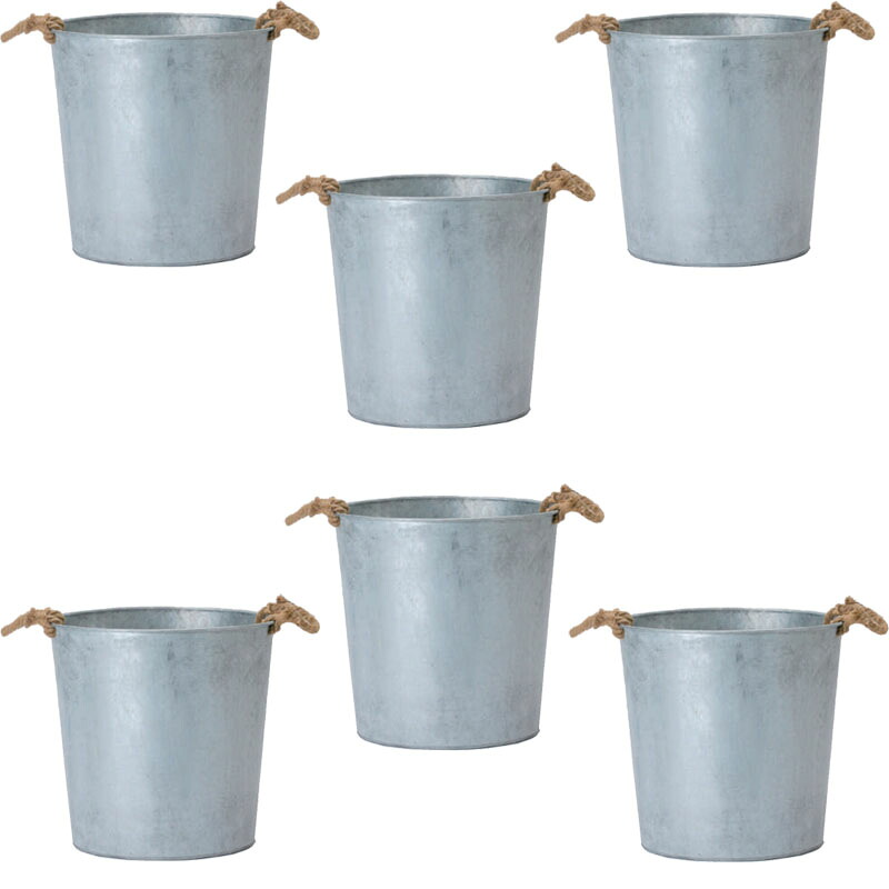 花・観葉植物用ポット ジンクバケツ38 metal （6個入り） 69014 ジンクカン （代引き不可） 大型鉢カバー FARM （p163）