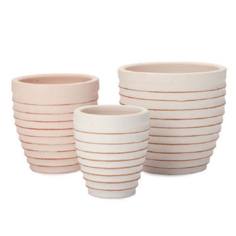 花・観葉植物用ポット イーシリーズ E-28W 白土焼付 3/SET L/M/S（LMS各1個入り計3個セット）es-e28w3se [KTp281] L・M・Sセット （代引き不可）ホテル・オフィスビル・店舗 エクステリア ガーデン
