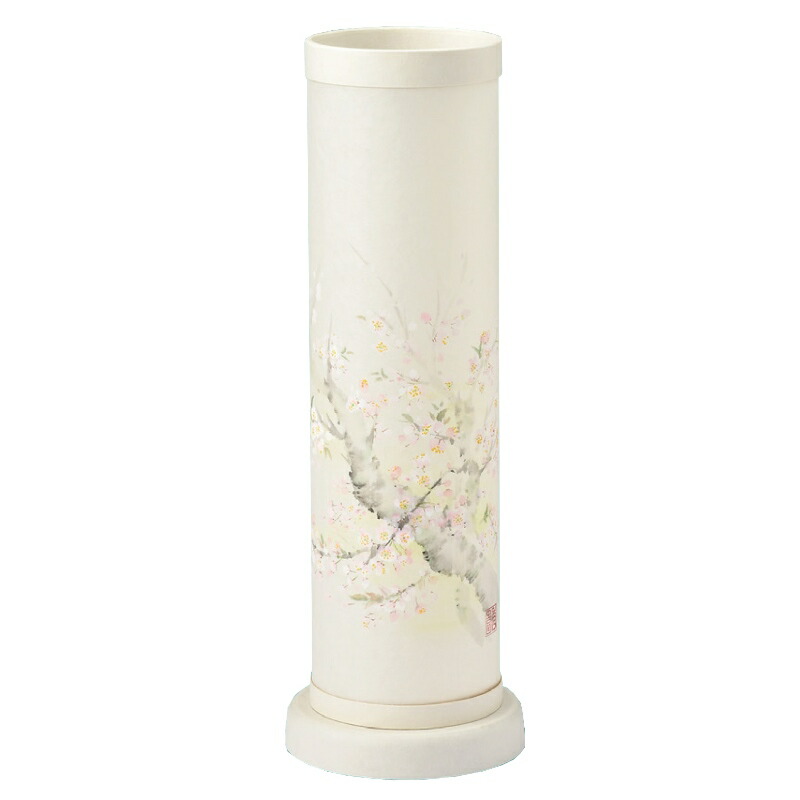 盆提灯 岐阜提灯 置き提灯 創作提灯 本美濃和紙の風景 美濃の空 桜 高さ50cm (P23)(2543) 水雷球 電気コード式 初盆 新盆 お盆