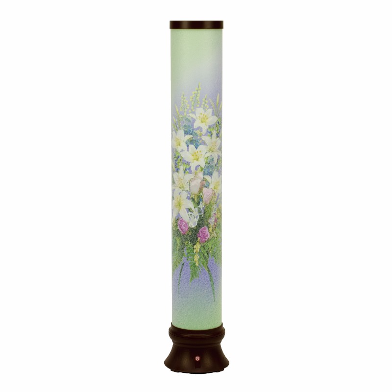 盆提灯 八女提灯 置き提灯 霊前灯 まどか 大 ブーケ百合 高さ70cm （P42)(8845-90715) 電気コード式 初盆 お盆