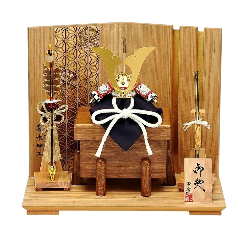 五月人形　兜平飾り　加藤甲凛作 和紙小札 1/5上笠金小札白糸縅白鉢兜飾り　5-55-153　伝統の工芸品｜人形のゆめさき
