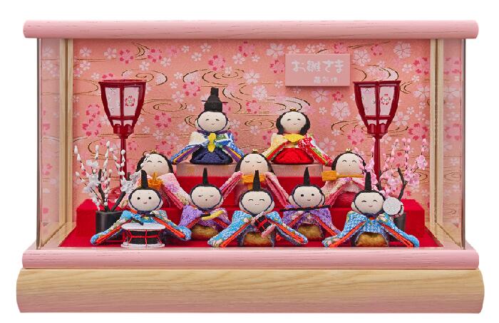 ひな人形　ひな祭 雛人形ケース 夢あそび わらべ十人飾 v233-1002 アクリルケース コンパクト 軽量 桃の節句　送料無料｜人形のゆめさき