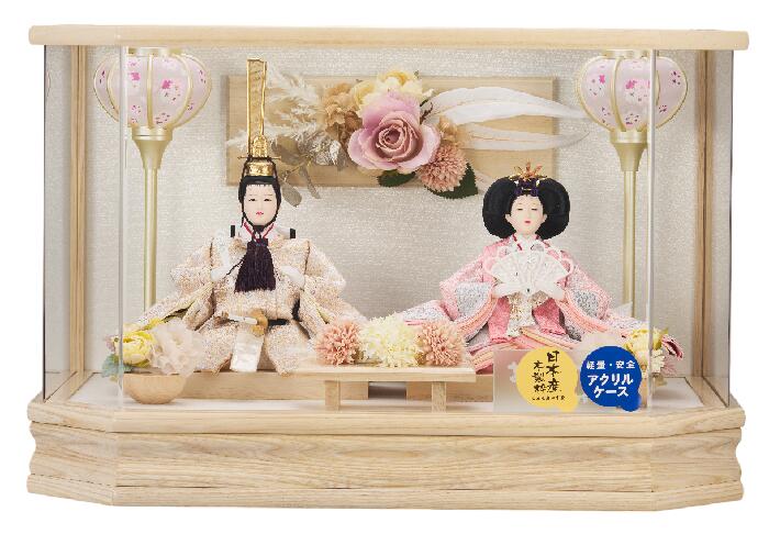 ひな人形　ひな祭 雛人形ケ&minus;ス 紫陽小三五親王飾 v253-253 アクリルケース コンパクト 軽量 桃の節句　送料無料｜人形のゆめさき