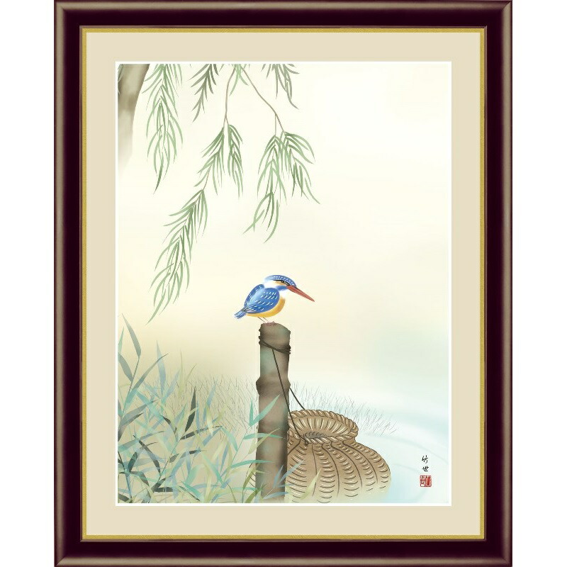 楽天市場】額絵 日本画 花鳥画 春飾り 【紅白梅に鶯】 田村竹世