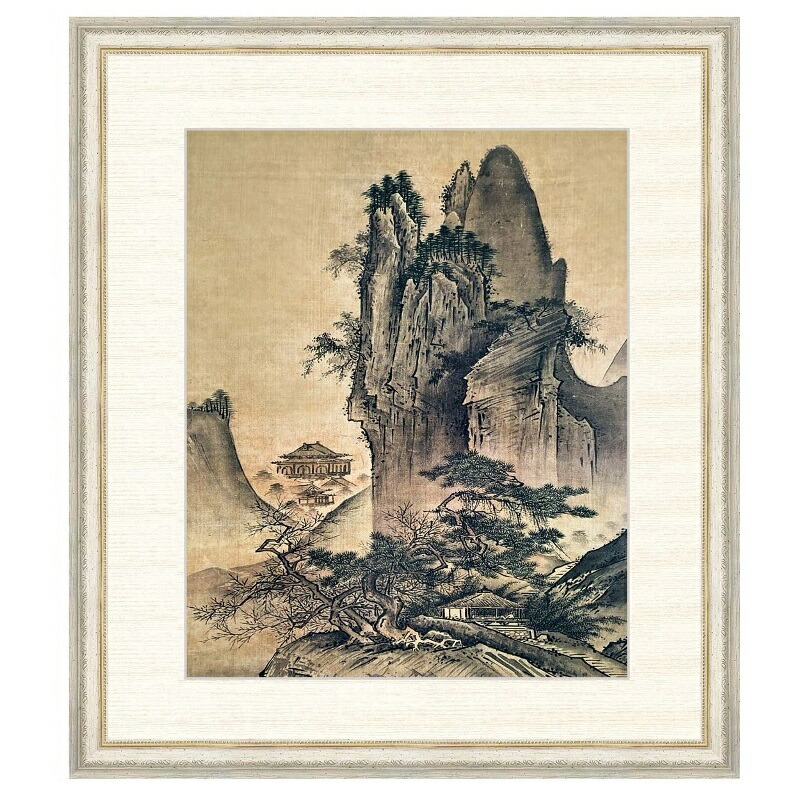 楽天市場】日本の名画 雪舟 秋冬山水図（冬） F8 [g4-bn153-F8