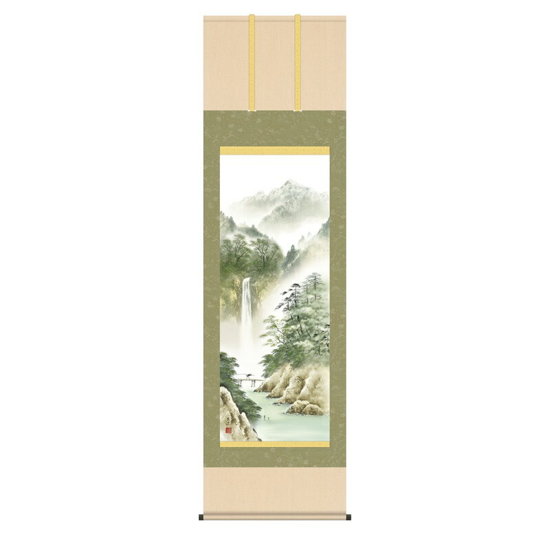 掛軸 年中飾り山水画 彩色山水 蒼風蒼水 尺五 清水玄澄 [KZ2B1-N050](代引き不可)