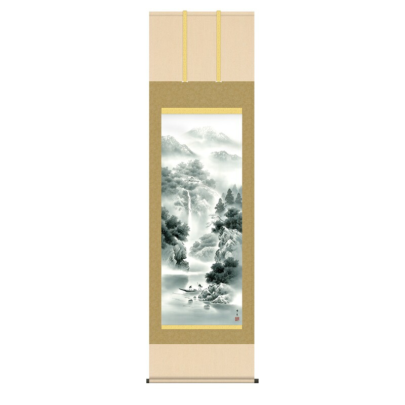 掛軸 年中飾り山水画 水墨山水 蒼山水明 尺五 北山歩生 [KZ2B2-073](代引き不可)