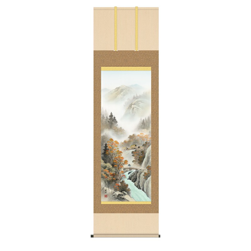 掛軸 山水画 秋掛け 秋紅情景 尺五 小林秀峰 [KZ2B4-26C](代引き不可)｜人形のゆめさき