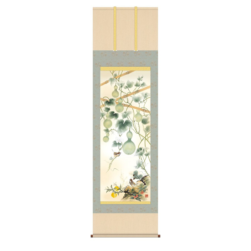 掛軸 開運画 開運花鳥 開運六瓢息災図 尺五 伊藤翔風 [KZ2D5-004](代引き不可)