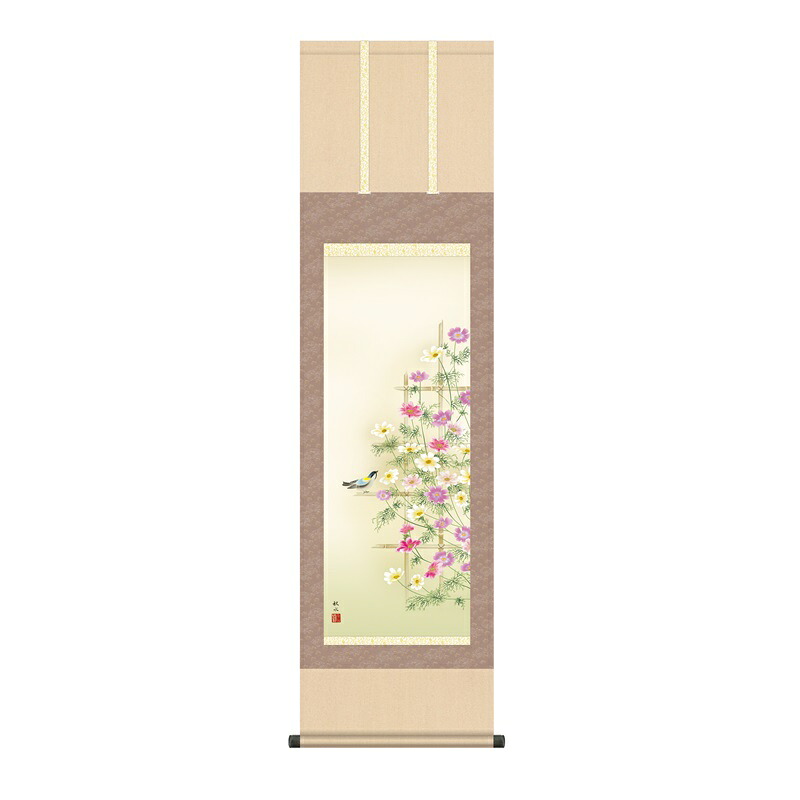 掛軸 花鳥画 秋掛け 秋桜 尺三 浮田秋水 [KZ2MA4-145](代引き不可)｜人形のゆめさき