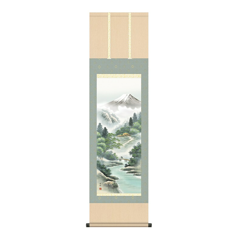 掛軸 山水画 夏掛け 涼風富峰 尺三 中山雪邨 [KZ2MB4-27B](代引き不可)