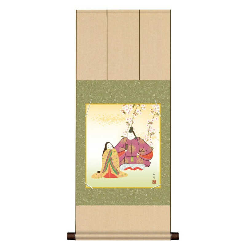 色紙掛吉祥雛井川洋光八坂緞子色紙掛桃の節句の色紙掛yac-004 色紙掛け 八坂緞子色紙掛吉祥雛(奥居 佑山)お雛様 雛 節句掛軸 雛人形 ひな祭り 初節句の贈り物  桃の節句の床の間に受注後生産商品\"八坂緞子色紙掛吉祥雛(奥居佑山)お雛様雛雛人形\" | わざっか本舗