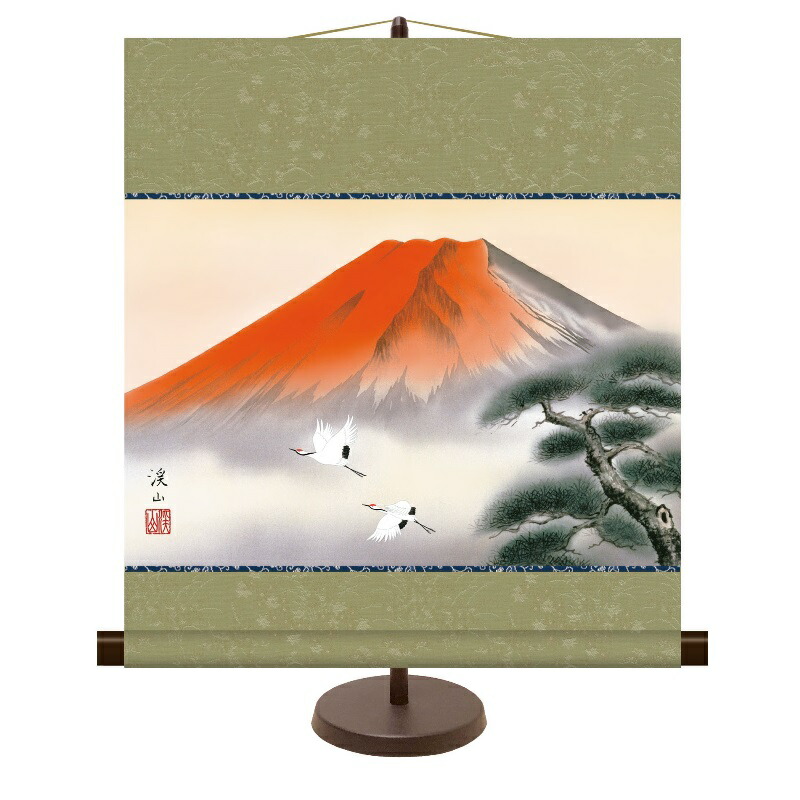 楽天市場】掛け軸 かけじく 山水画ミニ掛軸赤富士飛翔(伊藤 渓山)受注