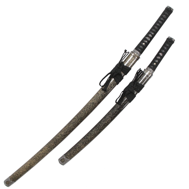 模造刀 戦国シリーズ 姫鶴 一文字 黒 上杉家宝刀 大小刀 刃紋入り刀身 メッキ合金[neu062bkset]日本刀 美術刀剣 おもちゃ 通販（代引き不可） 31,337円