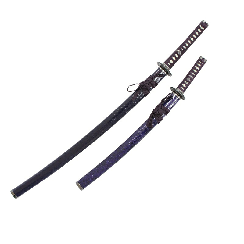模造刀 雲シリーズ 紫雲 大小刀 刃紋入り刀身 メッキ合金[neu061set]日本刀 美術刀剣 おもちゃ 通販（代引き不可）｜人形のゆめさき