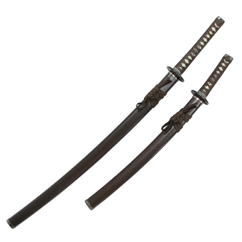 模造刀 石目シリーズ 茶石目 大小刀 刃紋入り刀身 メッキ合金[neu074set]日本刀 美術刀剣 おもちゃ 通販（代引き不可）｜人形のゆめさき