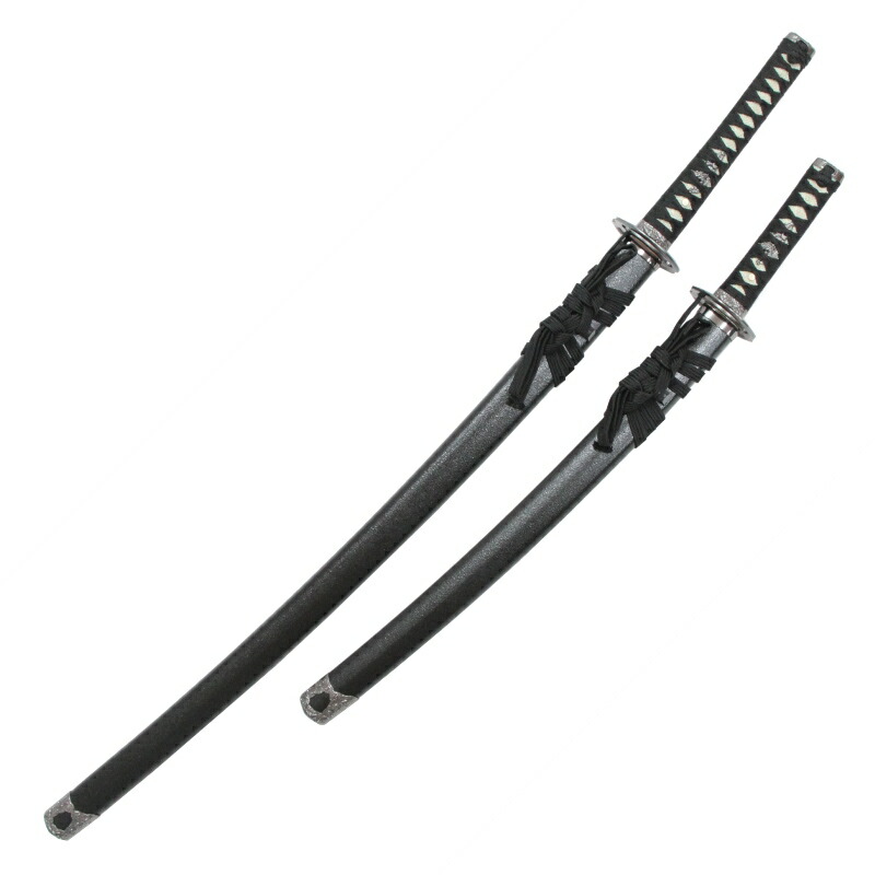 模造刀 美術刀 宮本武蔵 大小刀 刃紋入り刀身 メッキ合金[neu037set]日本刀 美術刀剣 おもちゃ 通販（代引き不可）