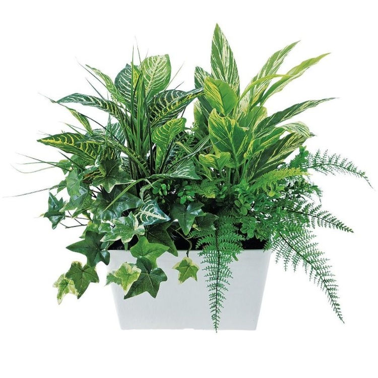 人工観葉植物 MIX プランター TypeB ポット付き 高さ50cm （P102-91655) （代引き不可） インテリアグリーン フェイクグリーン｜人形のゆめさき 15,984円