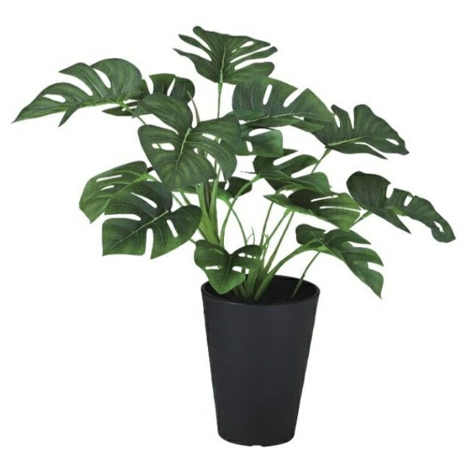 人工観葉植物 モンステラ ブッシュ ポット付き 高さ40cm （P111-99311) （代引き不可） インテリアグリーン フェイクグリーン