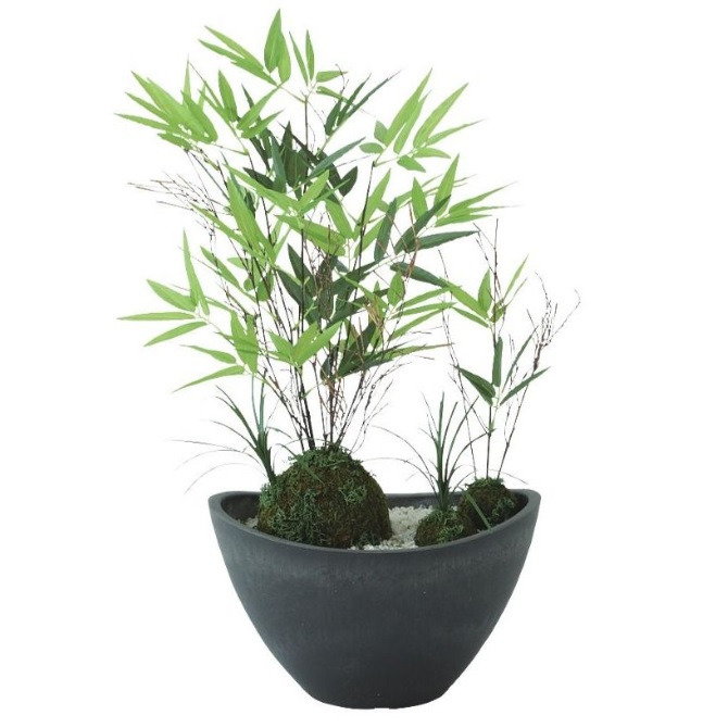 人工観葉植物 ミニササ ボウル ポット付き 高さ45cm (P121-99525) (代引き不可) インテリアグリーン フェイクグリーン|人形のゆめさき
