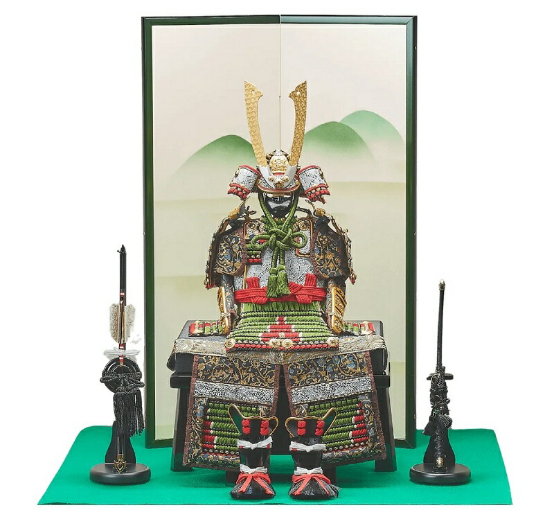 五月人形　鎧平飾り　雅、勝草に端午の鎧 SG-4911 創作作品