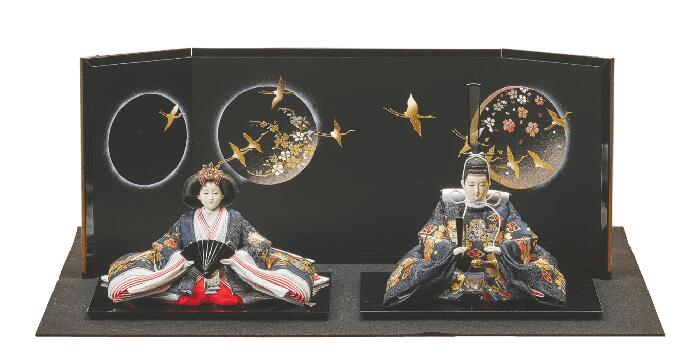 雛人形 親王平飾 田村芙紗彦作 紺色に金剛桜のおひなさま セット sh-4478 桃の節句 親王飾 コンパクト 【不鮮明な画像はご要望いただければ拡大画像を送信いたします】
