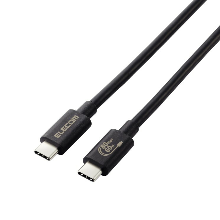 エレコム USB Type C ケーブル USB-C to USB-C 1m 充電 / データ転送 PD 60W 3A USB4 【 Type-C 搭載 MacBook Surface iPad iPhone Galaxy Xperia 等対応 】 ブラック USB4-V2CC10NBK