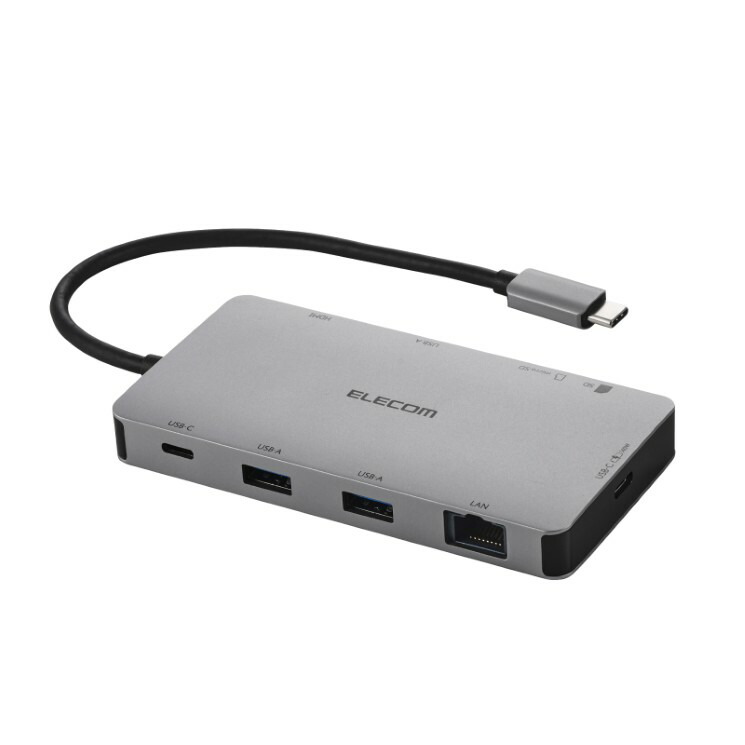 【7/19~エントリーでポイント10倍】エレコム USB Type-C ドッキングステーション 9-in-1 4K HDMI LAN SD PD充電 MacBook Pro / Air などPC対応 シルバー DST-090BP1SV|クロスロード 店