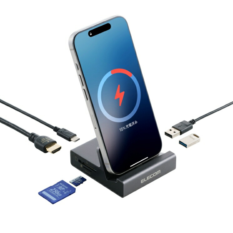 エレコム USB Type-C 縛ステイション 6インチ1 申し受ける照明ランプ PD相応う USB-C / 4K相応う HDMI / SD歌留多 【 iPhone Android スマホ など 申し受ける \u0026 大画面最終生産物 】 薄墨色 DST-P060BPGY
