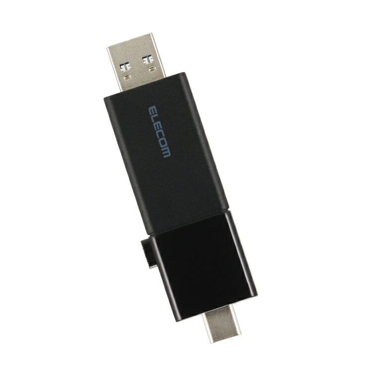 エレコム USBメモリ 256GB USB3.2 Gen1 ( USB Type-C / USB-A 両対応 ) スライド式 高速データ転送 セキュリティソフト使用可 ブラック MF-WSAU3256GBK｜クロスロード　店
