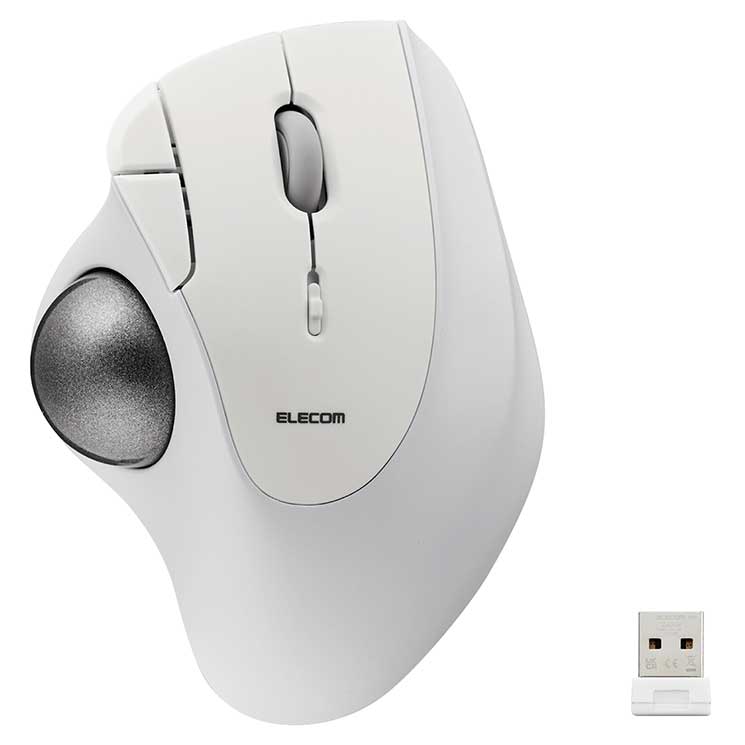 トラックボール マウス 無線 5ボタン ベアリングユニット エルゴノミクス 【 Windows 11 / 10 macOS ChromeOS 各種対応 】 ホワイト