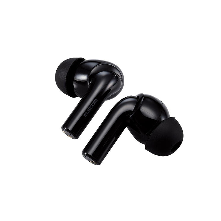 ワイヤレスイヤホン Bluetooth 5.2 アクティブ ノイズキャンセリング 耳せん機能 低遅延モード 外音モード タッチセンサー 超軽量 ブラック エレコム