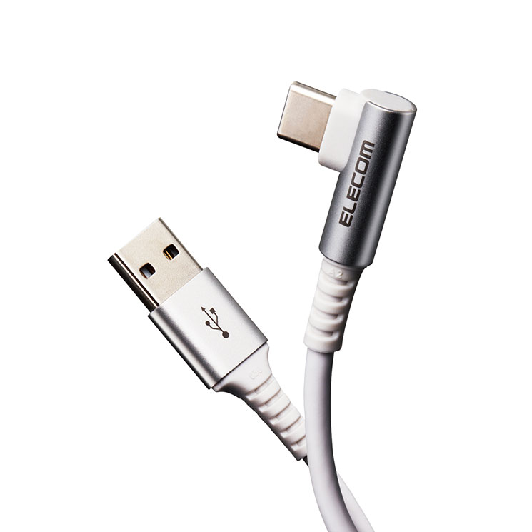 エレコム USB Type Cケーブル MPA-ACL20NBK2 A-C スマホ充電ケーブル L字コネクタ 抗菌 認証品 ブラック タイプCケーブル  抗ウィルス 2m USB2.0