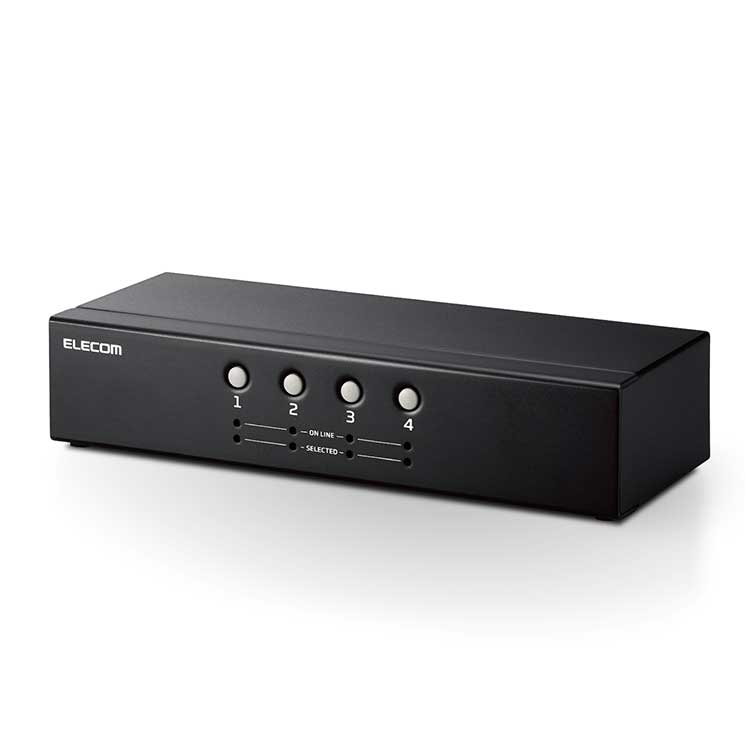 エレコム KVMスイッチ パソコン4台 切替器 ディスプレイ端子 VGA マウス・キーボード端子 USB PS/2 【 Windows 11 macOS 対応 】 バスパワー駆動