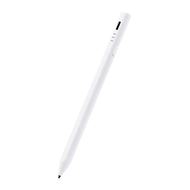エレコム タッチペン スタイラスペン iPad用 各種スマホ・タブレット用 2モード搭載 充電式 USB Type-C 充電 磁気吸着 ペン先1.5mm 極細 D型 ペン先交換可 ホワイト