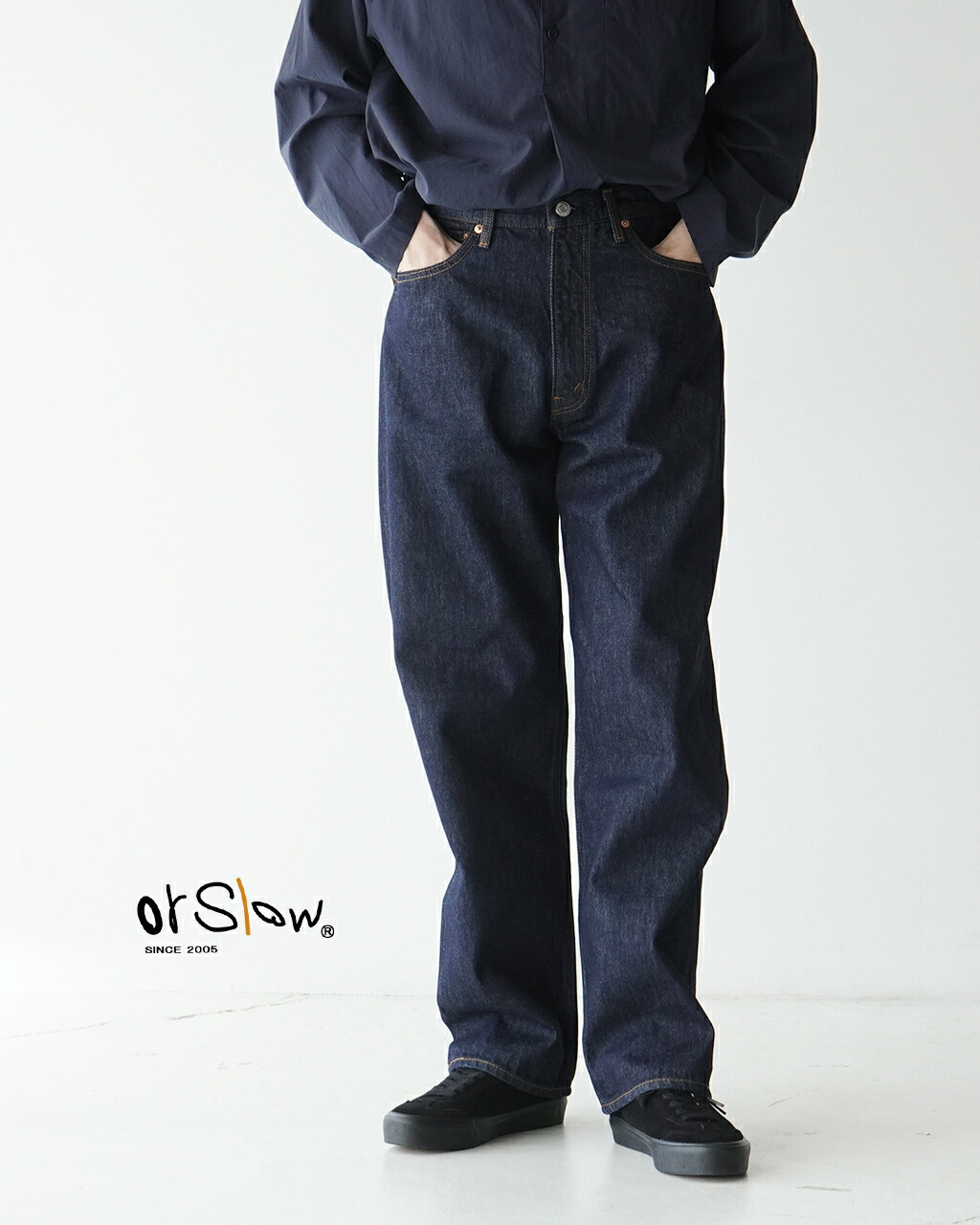 orslow 105 デニム ストレート パンツ ジーンズ M 濃紺 オアスロウ 01-1050-81]orSlow(オアスロウ)STANDARD DENIM 5POCKET 105