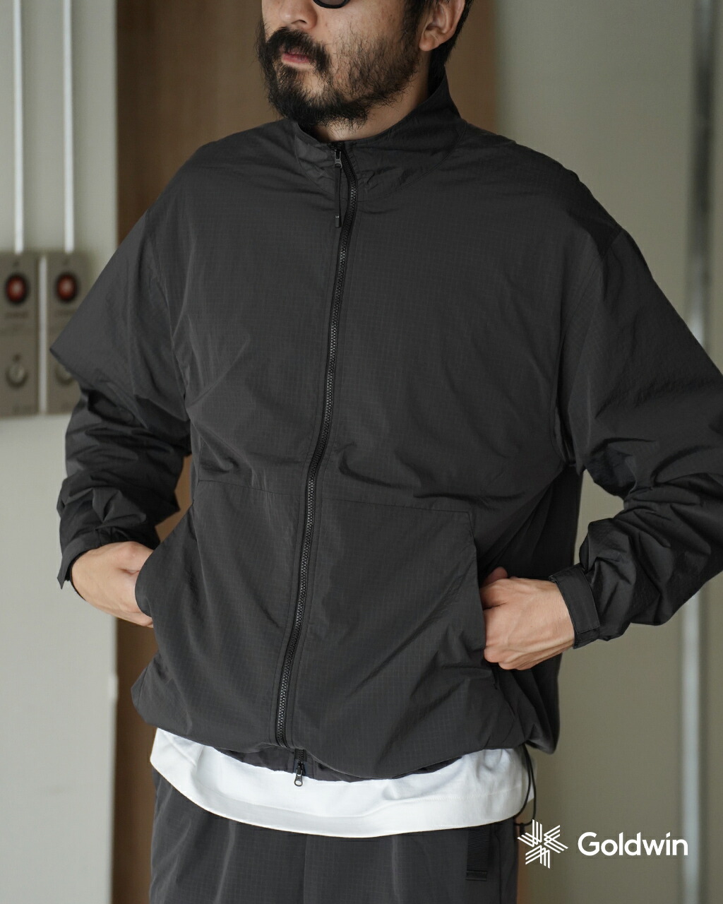 ゴールドウイン Goldwin ドープダイ リップストップ ウィンド ジャケット メンズ Dope Dyed Rip-stop Wind Jacket GL15330 ナイロン ブルゾン スタンドカラー 撥水 セットアップ対応 0303 xp10
