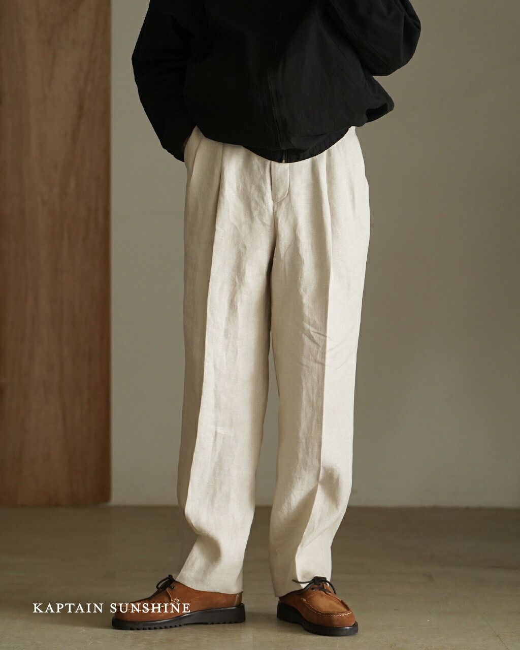 【SALE!20%OFF】キャプテンサンシャイン KAPTAIN SUNSHINE シューカット スラックス メンズ Shoecut Slacks KS26SPT12 パンツ リネン シルク 2タック 2プリーツ メッシュ 日本製 0307 【レビュー企画対象】 pr30|Crouka LR/クローカ エルアール