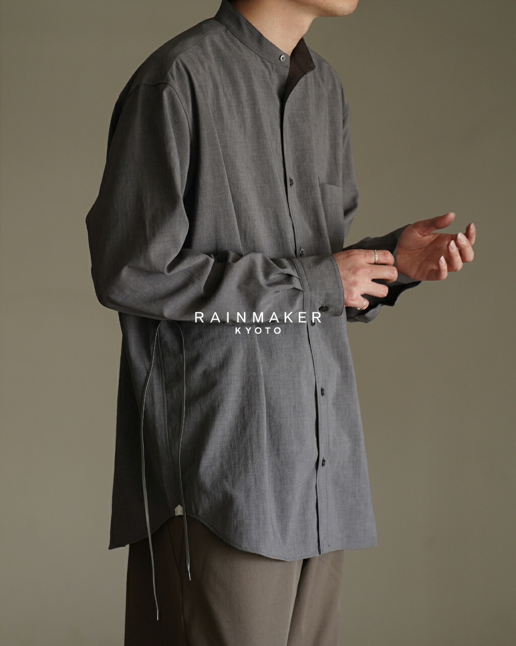レインメーカー RAINMAKER ノットバンド シャツ メンズ KNOTBAND SHIRT RM261-037 バンドカラーシャツ カシュクール 長袖 EVALET 吸汗速乾 接触冷感 0320