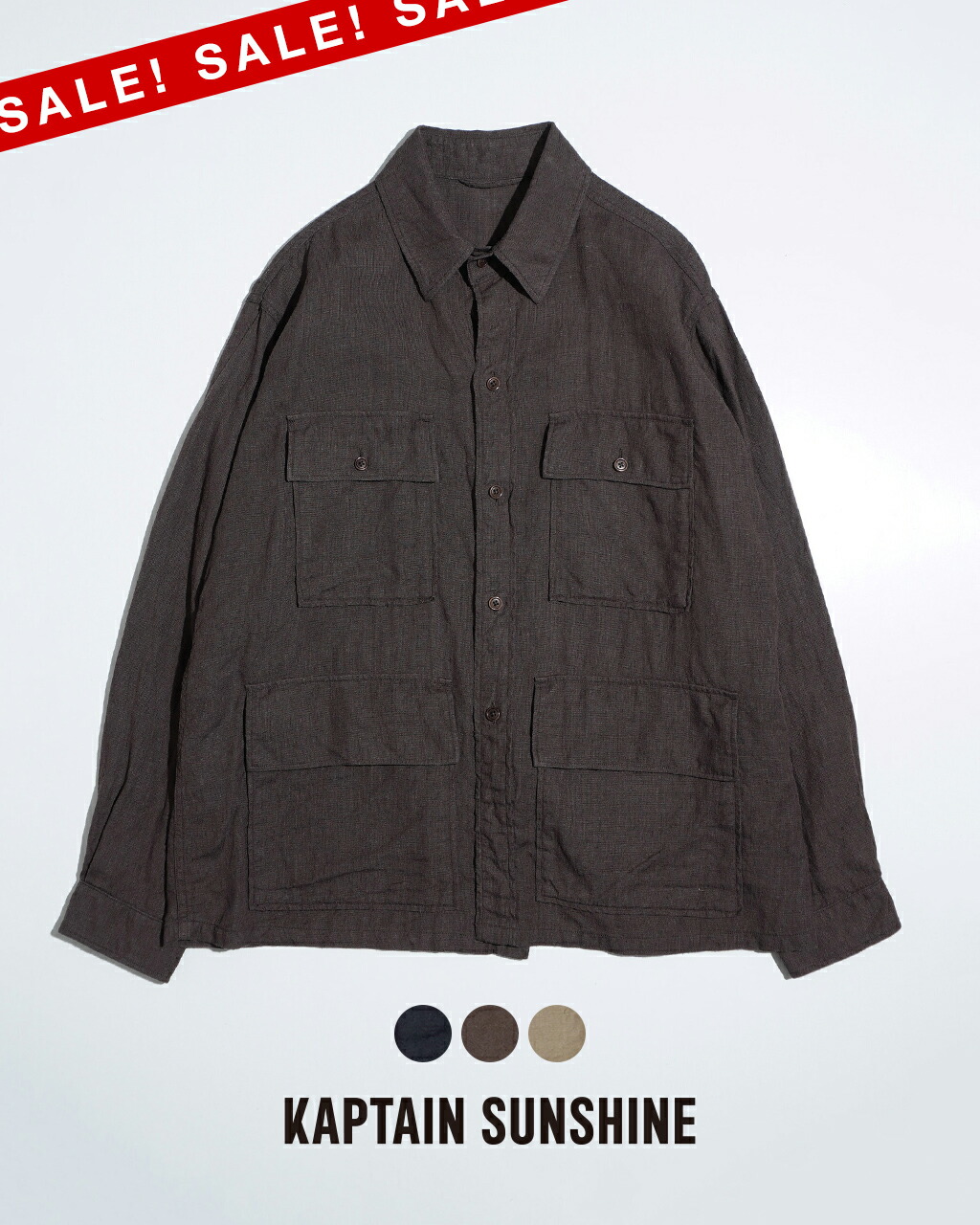 メンズ コットンリネン トラッカージャケット KAPTAIN SUNSHINE｜【メンズ】リネントラッカージャケット 羽織