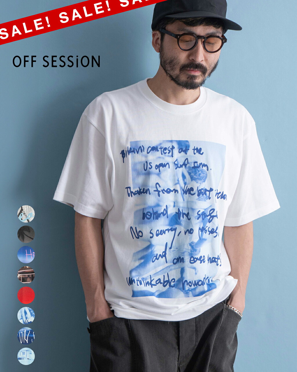 【最大15%OFFクーポン対象】【アウトレット！30%OFF】オフセッション OFF SESSION Tシャツ メンズ レディース TEE 半袖 カットソー プリント ロゴ 白 ホワイト フォトプリント グラフィック 半袖シャツ 丸胴 綿 OSN-SBT(251001-251008) 0605 cpn123